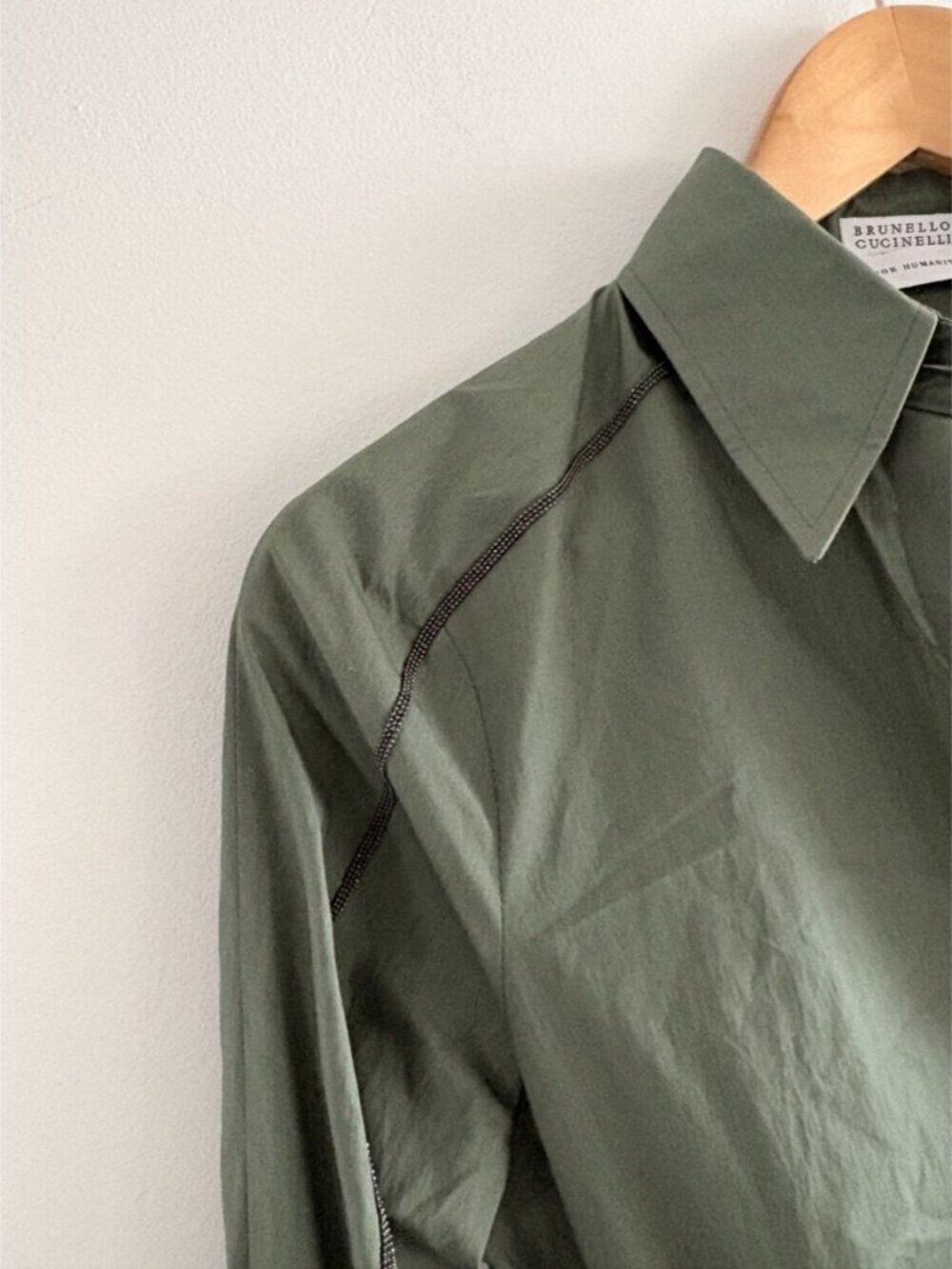 Brunello Cucinelli Cotton Poplin Maxi Shirt Dress NWT Forest Green Size Small - Picture 5 of 10